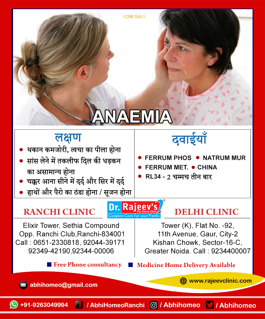 Homeopathy Treatment for Anemia in Ranchi/Delhi