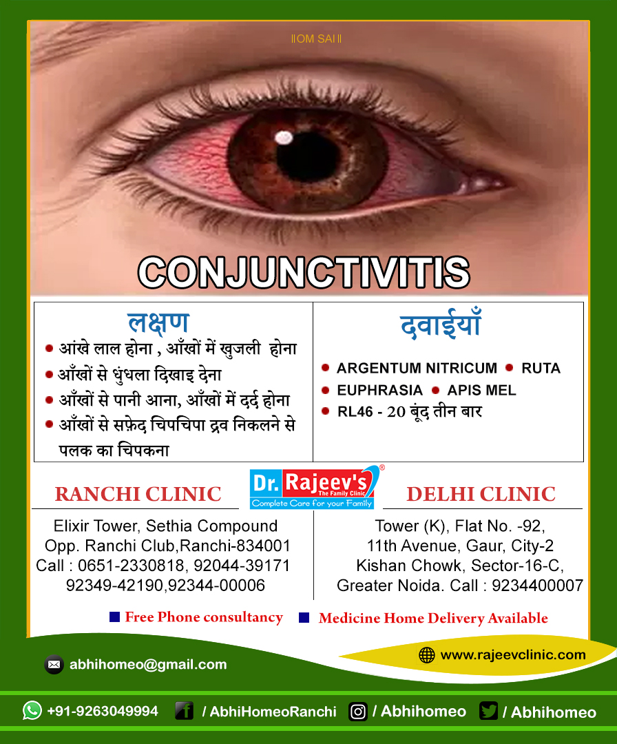 Homeopathy Treatment for Conjunctivitis in Ranchi/Delhi